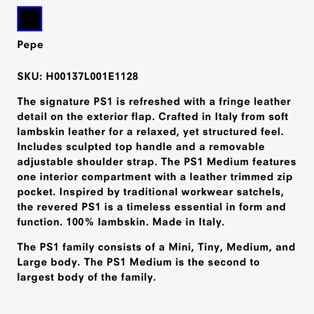 Authentic Proenza Schouler PS1 Fringe Medium Black - Picture 2 of 16